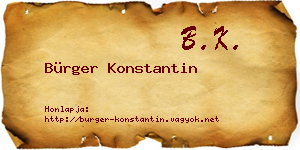 Bürger Konstantin névjegykártya